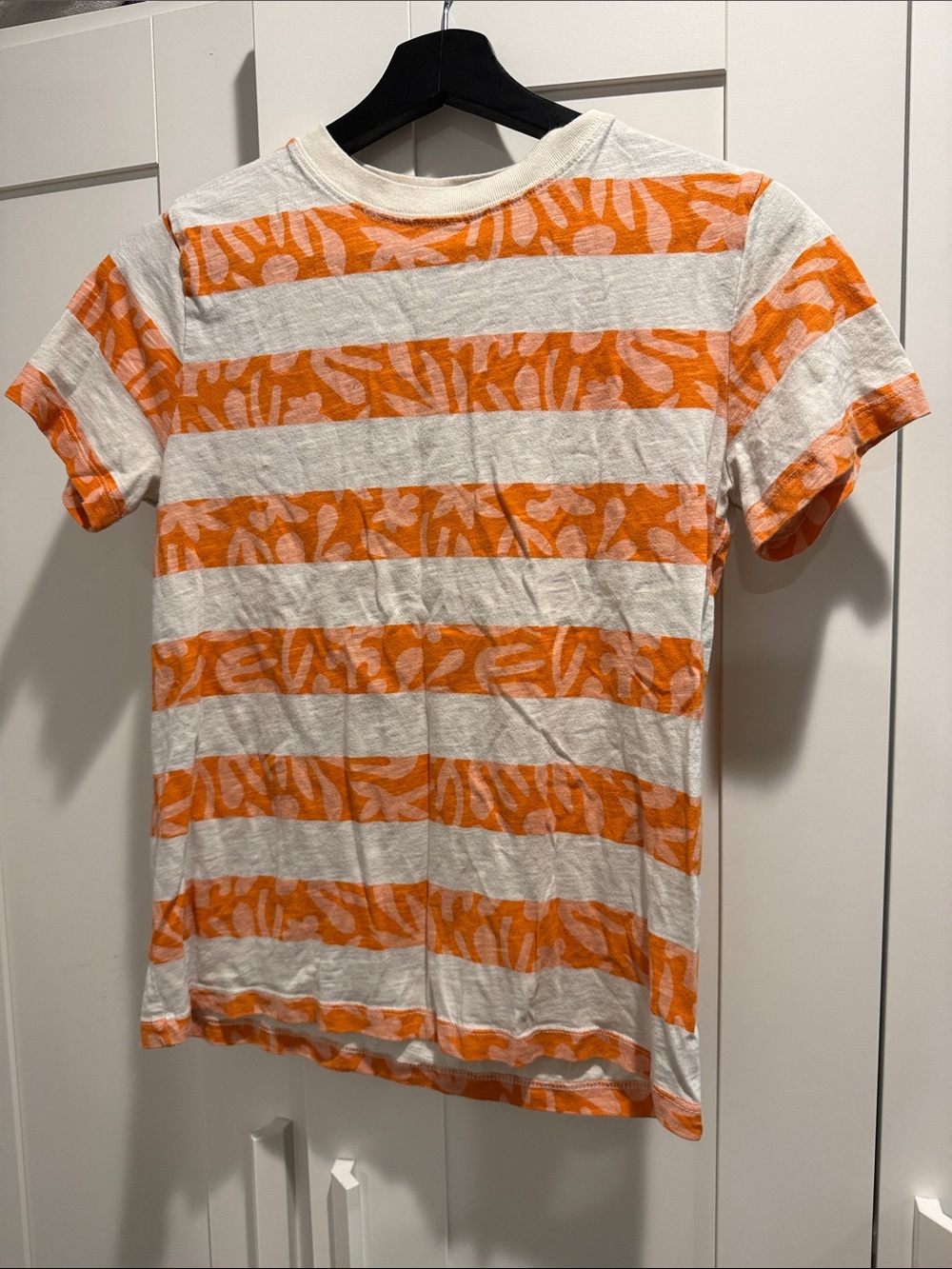 Hanna Andersson Orange & White Striped Short Sleeve Tee
